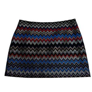 Alice + Olivia Metallic Zigzag Mini Skirt Size 6